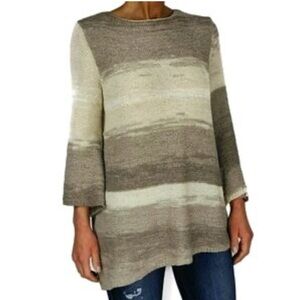 Dana Buchman Beige and Brown Knit Top